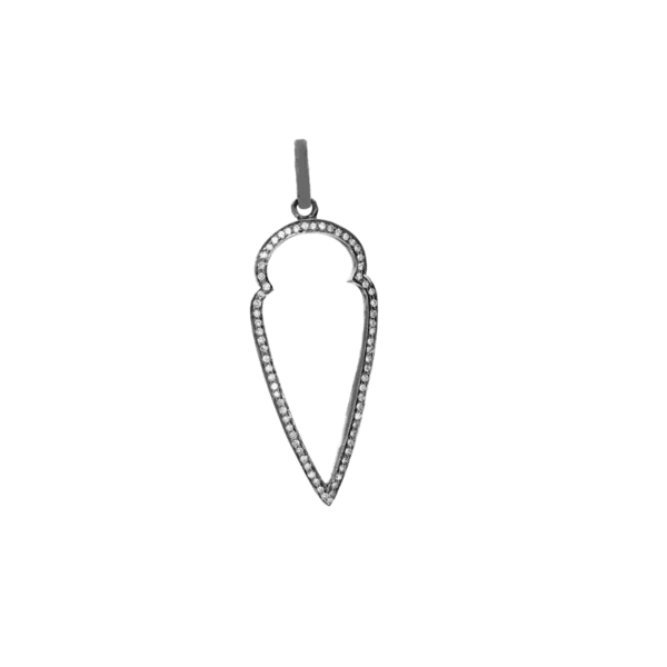 Pave Diamond Arrowhead Pendant, 925 Sterling Silver Open Arrowhead - Image 2