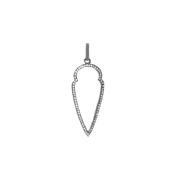 Pave Diamond Arrowhead Pendant, 925 Sterling Silver Open Arrowhead