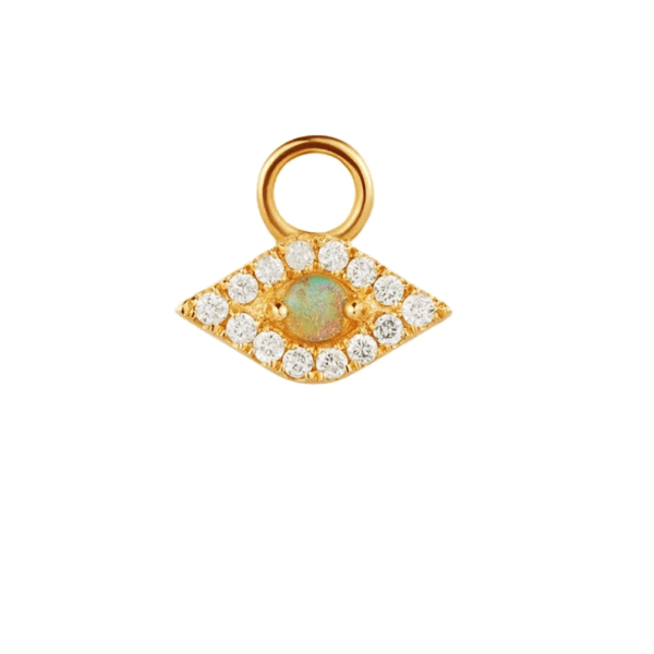 Diamond Evil Eye Charm Pendant, 14k Yellow Gold Charm Pendant - Image 2