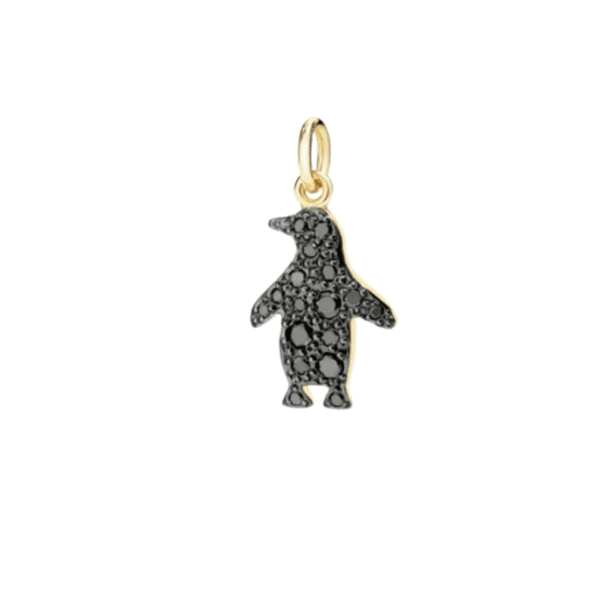 Pave Black Diamond Bird Charm Pendant, 925 Silver Bird Charm Pendant - Image 2