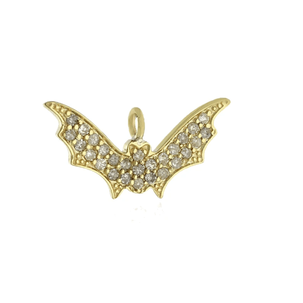 Real Diamond Bat Charm, 925 Sterling Silver Charm Pendant