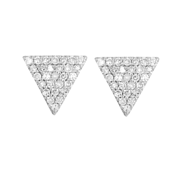 Diamond Triangle Earrings, Diamond Mini Stud Earrings - Image 6