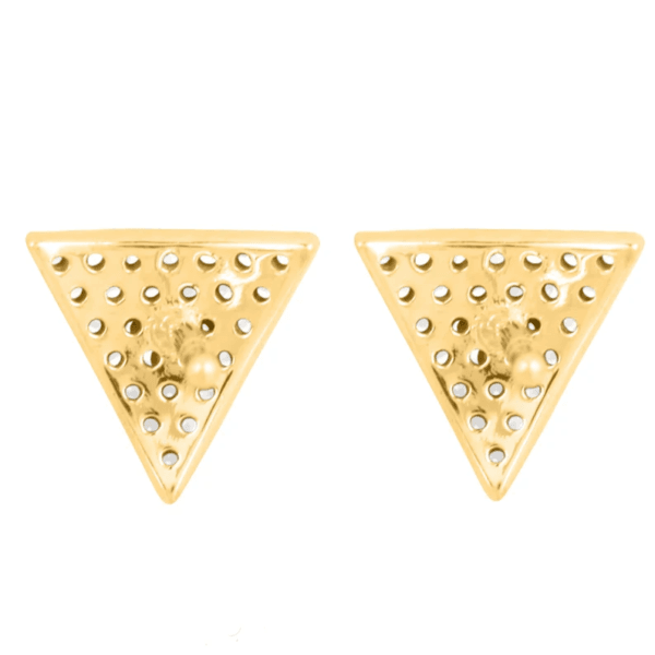 Diamond Triangle Earrings, Diamond Mini Stud Earrings - Image 3