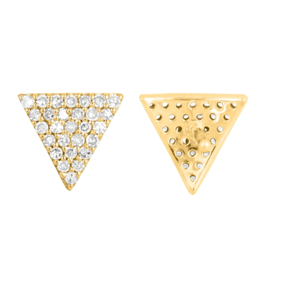 Diamond Triangle Earrings, Diamond Mini Stud Earrings - Image 2