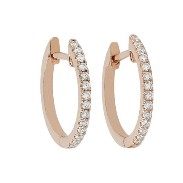 Pave Diamond Hoop Earrings, 14k Yellow Gold Earrings, Solid Yellow Gold Huggie Earrings - Image 2