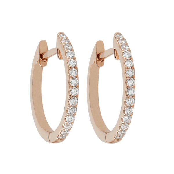 Pave Diamond Hoop Earrings, 14k Yellow Gold Earrings, Solid Yellow Gold Huggie Earrings