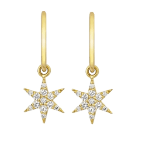 Diamond Hoop Earrings, Pave Diamond Drop Earrings