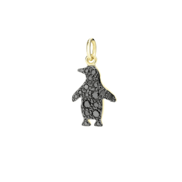 Pave Black Diamond Bird Charm Pendant, 925 Silver Bird Charm Pendant