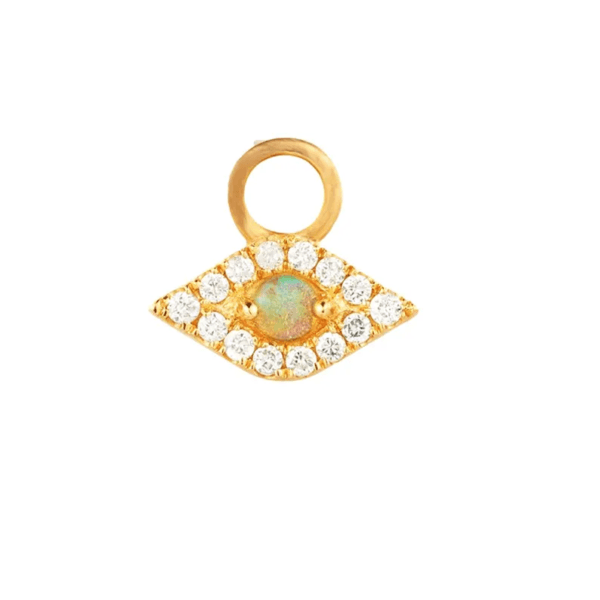 Diamond Evil Eye Charm Pendant, 14k Yellow Gold Charm Pendant