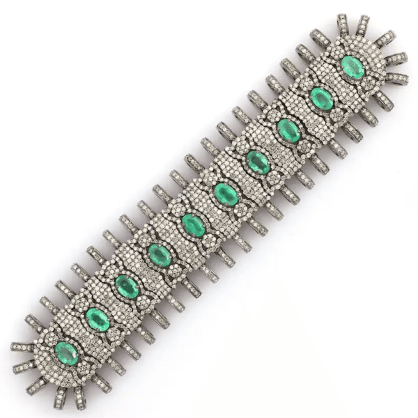 Pave Diamond Macrame Bracelet, Handmade Emerald Thread bracelet - Image 2