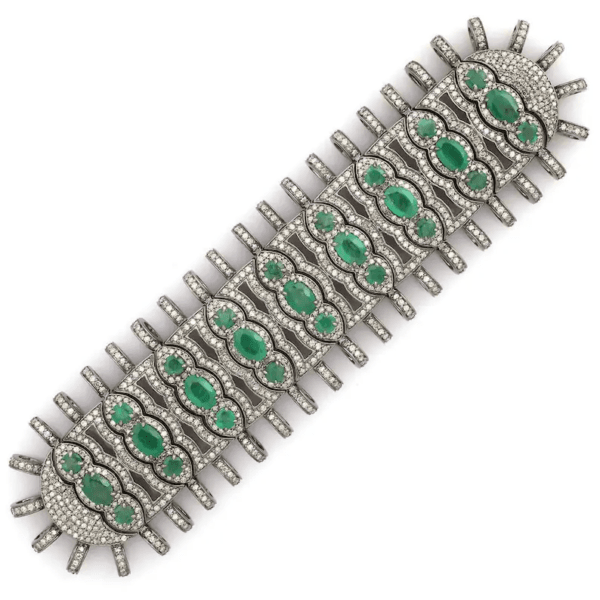 Pave Diamond Macrame Bracelet, Handmade Emerald Thread bracelet - Image 3