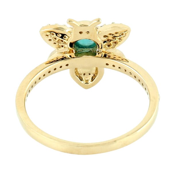 Diamond Honey Bee Ring, 14k Yellow Gold Ring - Image 2