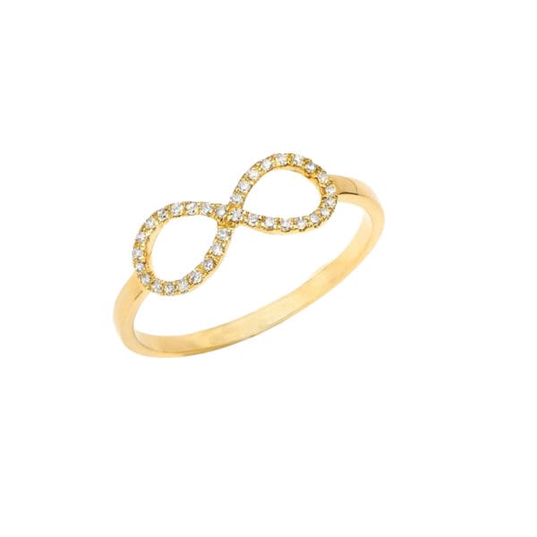 Diamond Infinity Ring, 14k Yellow Gold Ring