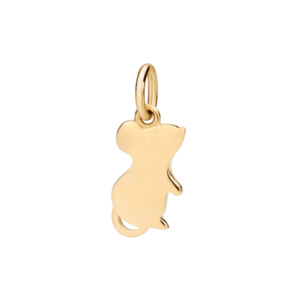 14k Yellow Gold Tiny Charm, Plain Gold Mouse Charm Pendant - Image 2