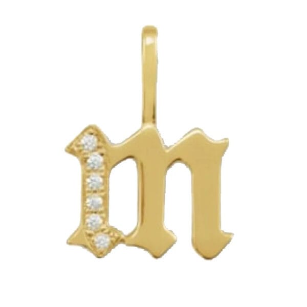 Pave Diamond Initial M Pendant, Pave Diamond Mini Charm Pendant