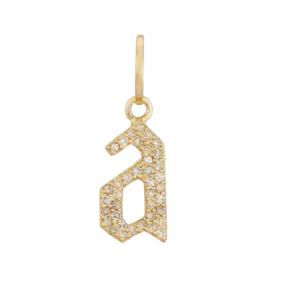 4k Yellow Gold Pendant, Diamond Pave Word Pendant