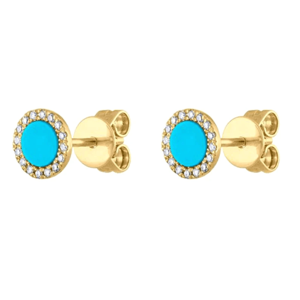 Pave Diamond Stud Earrings, Gemstone Diamond 14k Gold Stud Earrings