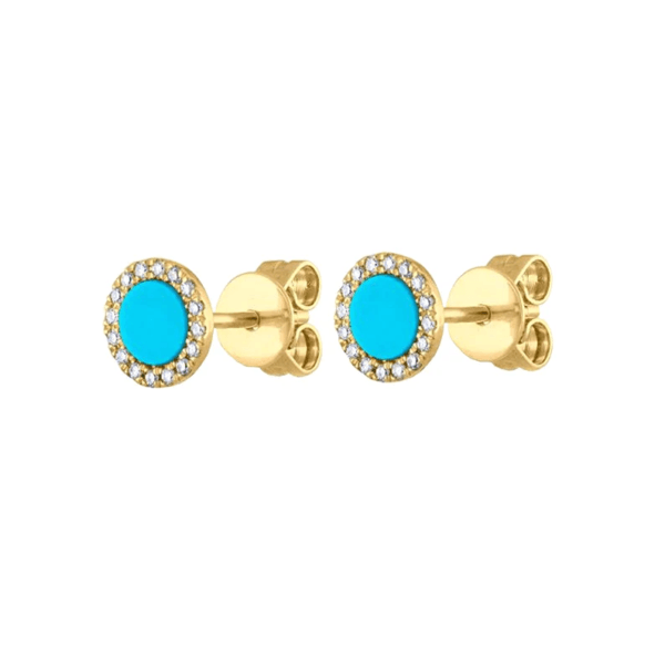 Pave Diamond Stud Earrings, Gemstone Diamond 14k Gold Stud Earrings - Image 3