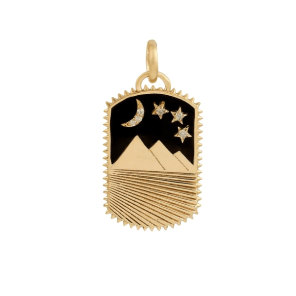 14k Yellow Gold Pendant, Yellow Gold Star Moon Charm