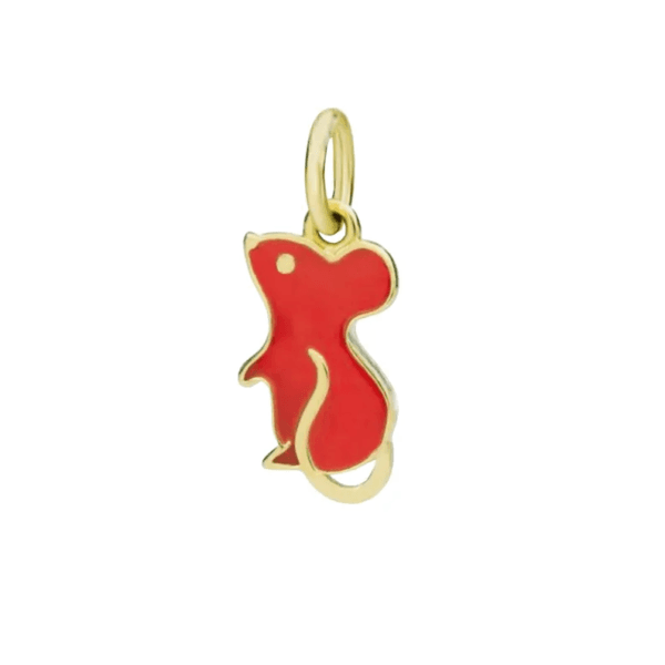 14k Yellow Gold Tiny Charm, Plain Gold Mouse Charm Pendant