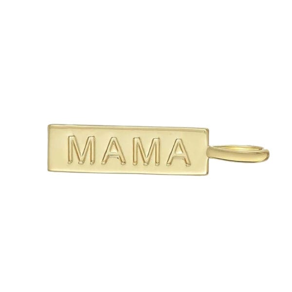 Plain Solid Yellow Gold MAMA Pendant, Yellow Gold Personalize Pendant - Image 2