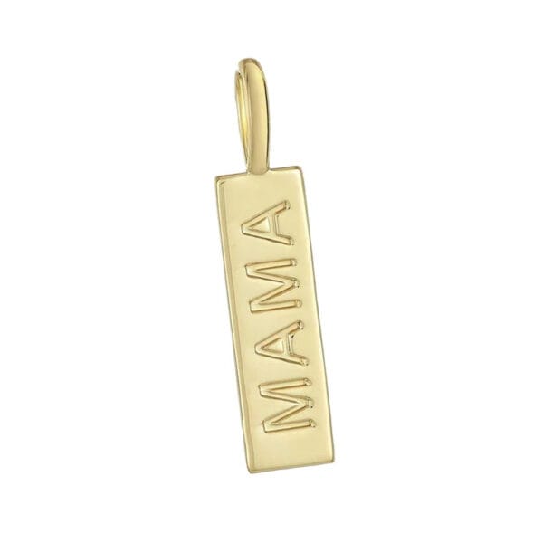 Plain Solid Yellow Gold MAMA Pendant, Yellow Gold Personalize Pendant - Image 3