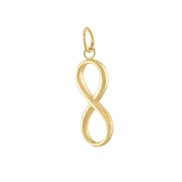 14k Yellow Gold Infinity Pendant, Solid Gold Infinity Charm - Image 2